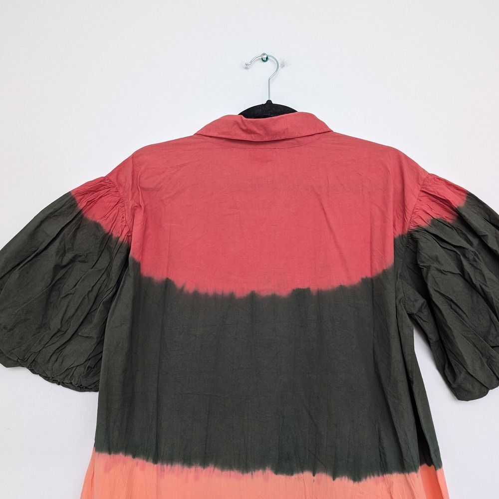 NWT Wknd Wyfr Frock-It Ombre Colorblock Collared Puff Short Sleeve Dress Sz M - Picture 14 of 15